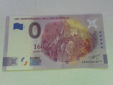 Null euro 0 euro Schein Souvenirschein 1600. anniversario dell´unita d´italia 2021-1