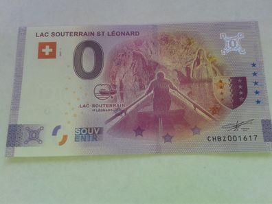 Null euro 0 euro Schein Souvenirschein Lac Souterrain St. Leonhard 2021-1