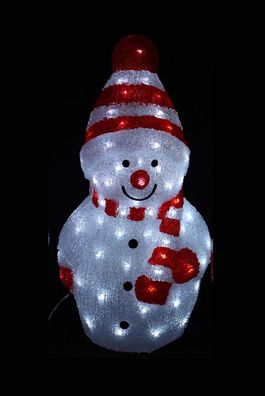 Weihnachtsfigur Acryl Schneemann LED 30 cm beleuchtet Weihnachtsdeko Innen Außen