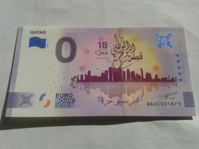 Null euro Schein 0 euro Schein Souvenirschein Qatar Katar Nationaltag 18.12.- 2021-1
