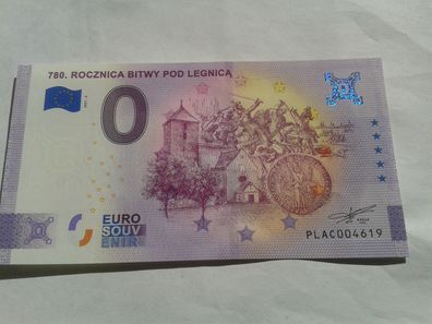 Null euro Schein 0 euro Schein Souvenirschein 780. Rocznica Bitwy Pod Legnica 2021-2