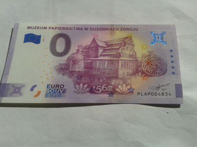 Null euro Schein 0 euro Schein Souvenirschein Muzeum Papiernictwa W Dusznikach 2021-1