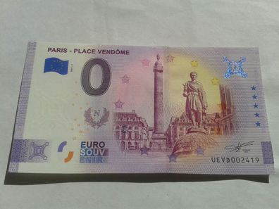 Null euro Schein 0 euro Schein Souvenirschein Paris place vendome 2021-1