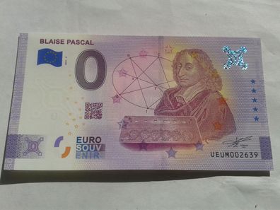 Null euro Schein 0 euro Schein Souvenirschein Blaise Pascal 2021-2