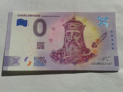 Null euro Schein 0 euro Schein Souvenirschein Charlemagne Karl der Grosse 2021-8