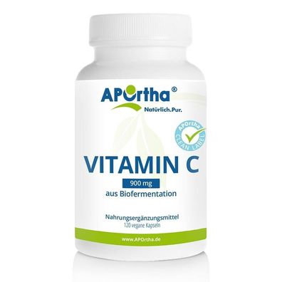 Aportha Vitamin C 900 mg - 120 vegane Kapseln aus Biofermentation!