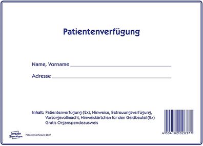 AVERY Zweckform 2837 Patientenverfügung Set (Patientenverfügung, Betreuungsverfügu...