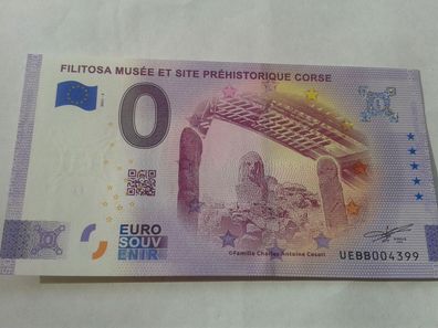 0 euro Schein Eurosouvenirschein Billet Filitosa Musée et site préhistorique corse