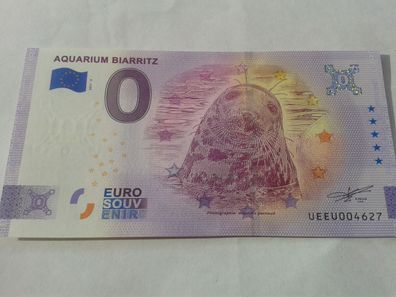 0 euro Schein Eurosouvenirschein Billet Aquarium Biarritz 2021-6