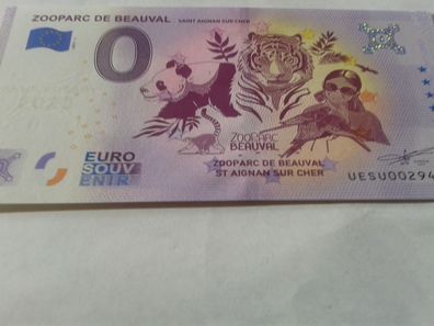 0 euro Schein Eurosouvenirschein Billet Zooparc de Beauval 2021-1