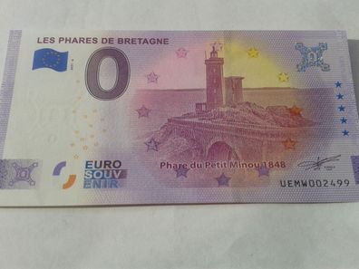 0 euro Schein Eurosouvenirschein Billet Les Phares de bretagne 2021-6