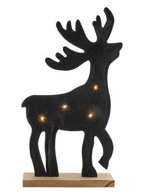 LED Filz Rentier Aufsteller - 42 cm - Weihnachts Winter Fenster Deko beleuchtet