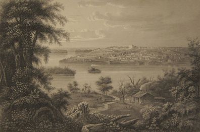 Stahlstich Saragossa, Vorstadt von Leon um 1860 /0731
