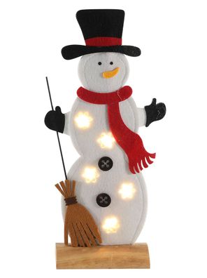 LED Filz Schnee Mann Aufsteller - 32 cm - Weihnachts Winter Fenster Deko beleuchtet