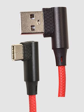 90 Grad Typ-C Winkel USB-C Kabel abgewinkelt Nylon für Smartphones rot