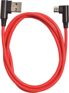 90 Grad 1m Micro-USB Winkel USB Kabel abgewinkelt Nylon für Smartphones rot