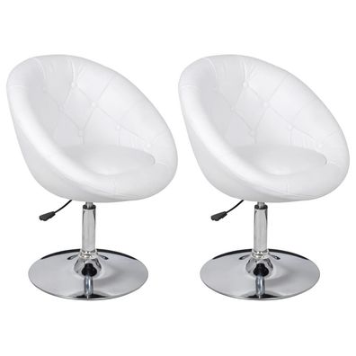 Barhocker Clubsessel 2er-Set aus Stahl und Polyurethan in Weiß und Chrom