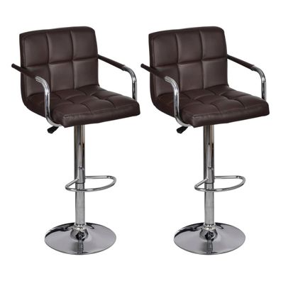 Barhocker 2er-Set aus Stahl Polywood und Polyurethan in Braun und Chrom