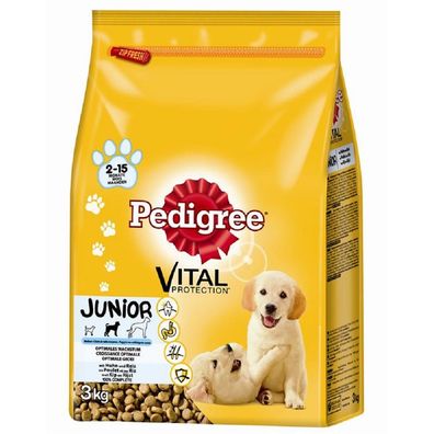 Pedigree ?Junior mit Huhn und Reis - 1 x 3kg ? Welpentrockenfutter