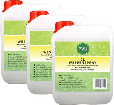 PVU 3x2L Anti Wespenspray Mittel Schutz direkt gegen Nester Abwehr Bekämpfung frei EX