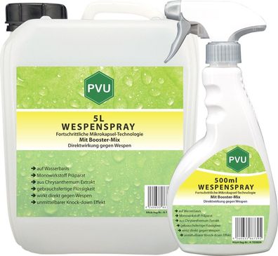 PVU 5L + 500ml Anti Wespenspray Mittel Schutz direkt gegen Nester Abwehr bekämpfen