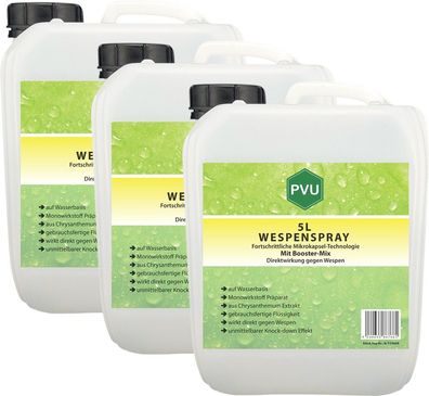 PVU 3x5L Anti Wespenspray Mittel Schutz direkt gegen Nester Abwehr Bekämpfung frei EX