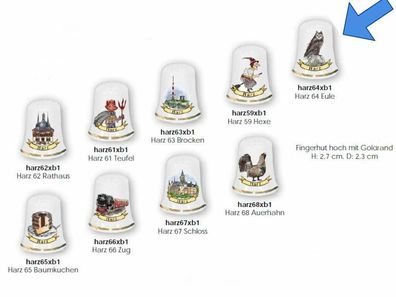 1X Fingerhut- Harz- Eule- Porzellan- deutsches Produktdesign