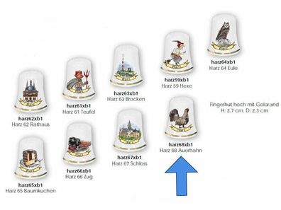 1X Fingerhut- Harz- Auerhahn- Porzellan- deutsches Produktdesign