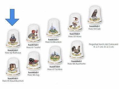 1X Fingerhut- Harz- Rathaus- Porzellan- deutsches Produktdesign