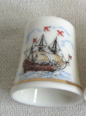 Fingerhut- maritim- Schiff- Kogge Motiv 1- Porzellan- deutsches Produktdesign