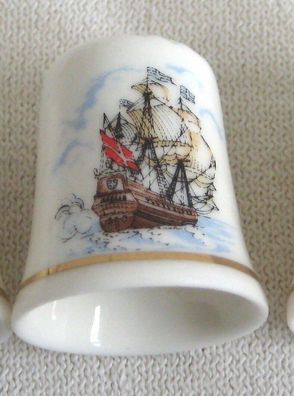 Fingerhut- maritim- Schiff- Kogge Motiv2- Porzellan- deutsches Produktdesign