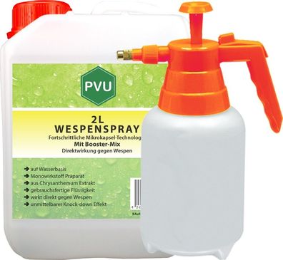 PVU 2 Liter + Sprüher Anti Wespenspray Mittel Schutz direkt gegen Nester Abwehr frei