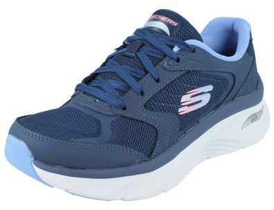 Skechers Arch Fit D´Lux Damen Sneaker Halbschuhe Schnürschuhe blau navy Textil
