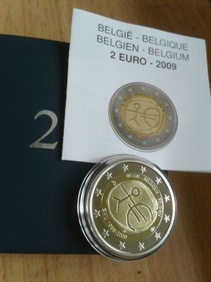 Original 2 euro 2009 PP Belgien WWU EMU in Schatulle und Zertifikat
