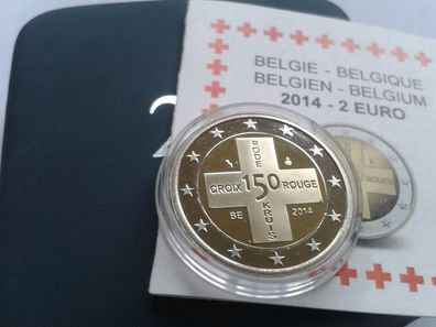 Original 2 euro 2014 PP Belgien Rotes Kreuz in Schatulle und Zertifikat