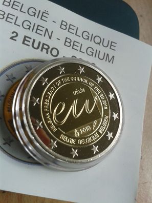 Original 2 euro 2010 PP Belgien EU Präsidentschaft in Schatulle und Zertifikat
