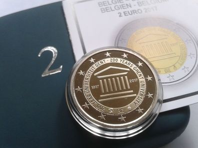 Original 2 euro 2017 PP Belgien Universität Gent in Schatulle und Zertifikat