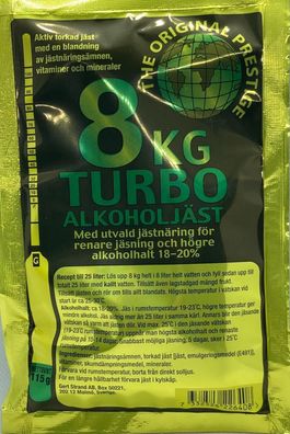 Turbohefe 8 kg - Prestige Alkohol Gärhefe - Trockenhefe 18-20% Alkohol