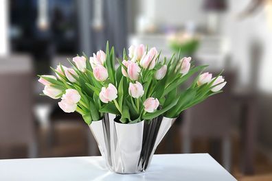Philippi Margeaux Vase Edelstahlvase von Hand gefaltet ideal für Tulpen Rosen ...
