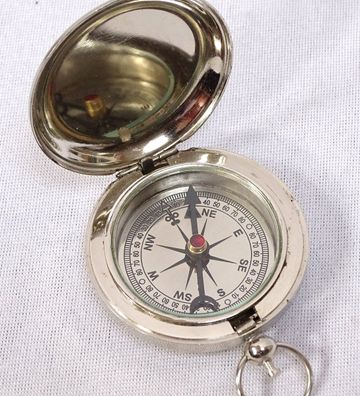 Sprungdeckel Kompass, Magnet Kompass, Taschenuhren Kompass, Messing verchromt