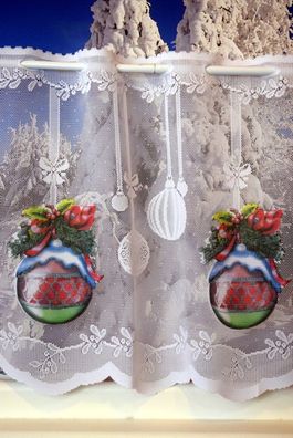 Weihnachtsgardine 45 * 135 cm Glocken Adventsgardine Kurzgardine Scheibengardine