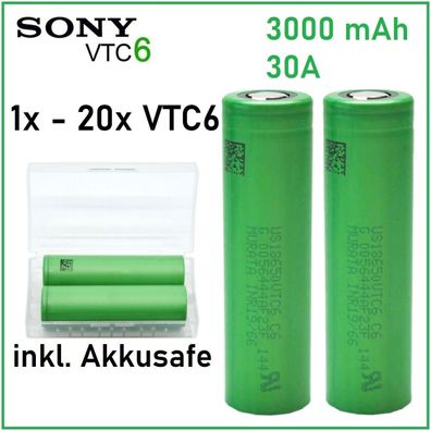 Akku VTC6 SONY 3000-3120 mAh 30A E-Zigaretten Akkubox Mengenrabatt