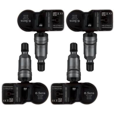 4 RDKS Sensoren anthrazit plug&play 661057A für Alpine A110 Reifen Luftdrucksens