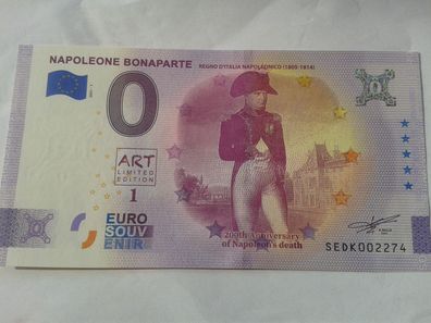 Null euro Schein Souvenirschein Napoleon Bonaparte 2021-1 italia