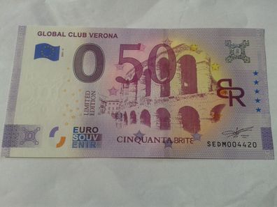 Null euro Schein Souvenirschein Global Club Verona 2021-2