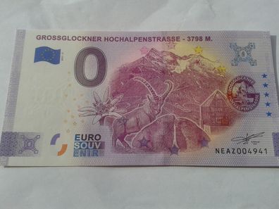 Null euro Schein Souvenirschein Grossglockner Hochalpenstrasse 2021-2