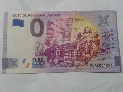 Null euro Schein Souvenirschein Kosciol Pokoju W Jaworze 2021-1