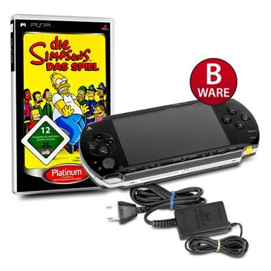 PSP Konsole 1004 in Black / Schwarz #10B + original Ladekabel + Spiel Die Simpsons...