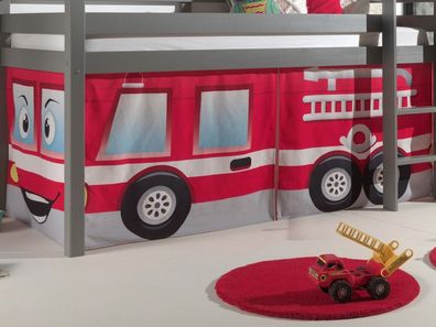 Vorhangset Spielbettvorhang Kinderbettvorhang Textilset Bettgardine Feuerwehr