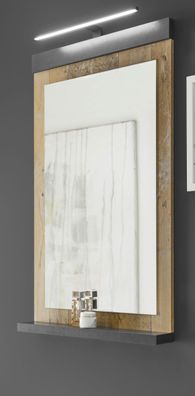 Bad Spiegel Badezimmer Wandspiegel Ablage 56x95 cm Used Wood Beleuchtung Stove